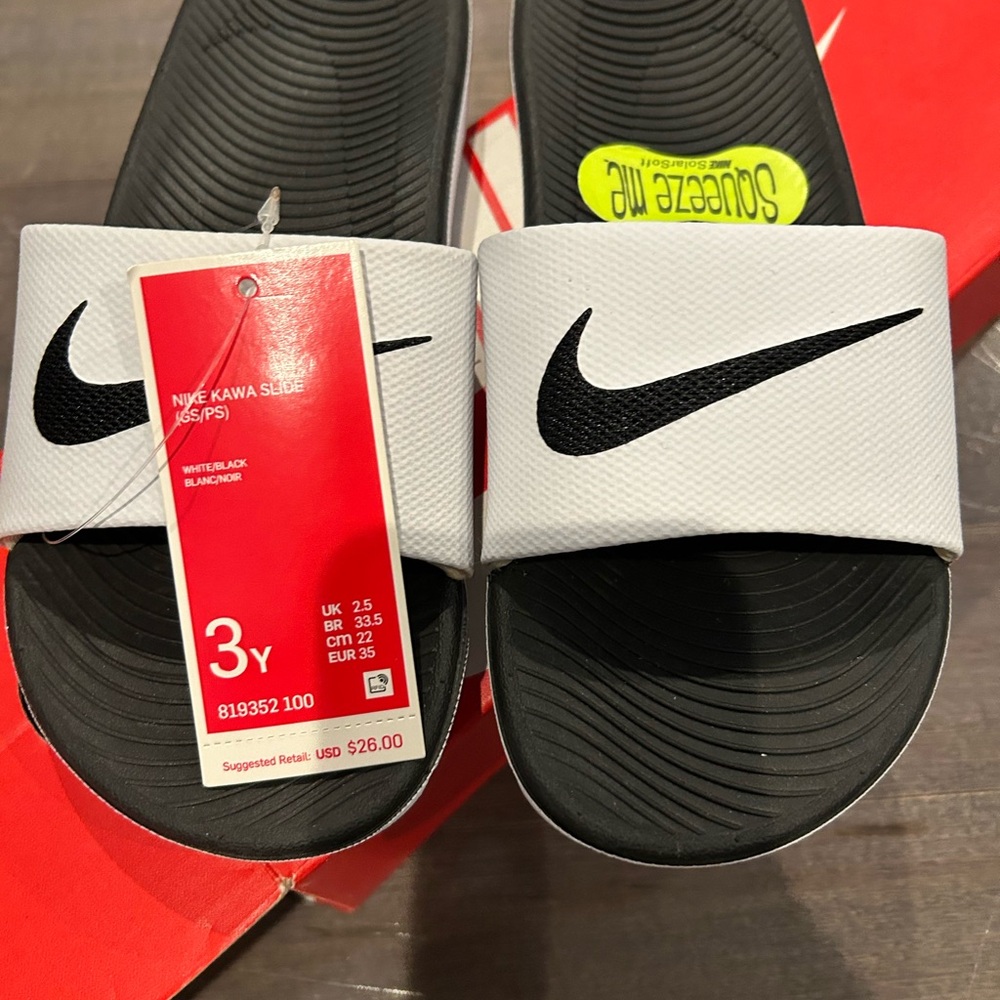 Nike Kawa Slide Sandals Flip flops- White and Black